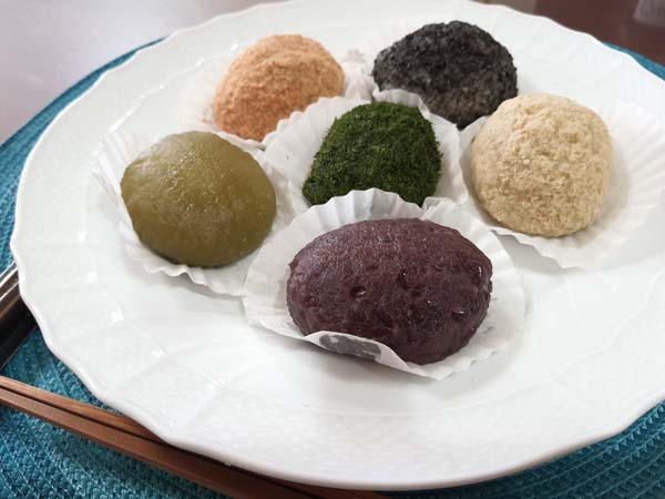 ohagi on plate japanese sweets for equinox
